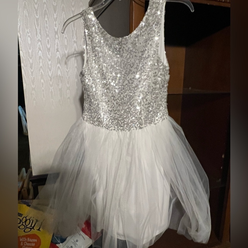 Red Clover White Sequin Mini Dress